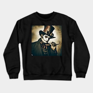 Steam Punk Devilish Man wearing Top Hat and Goggles Crewneck Sweatshirt